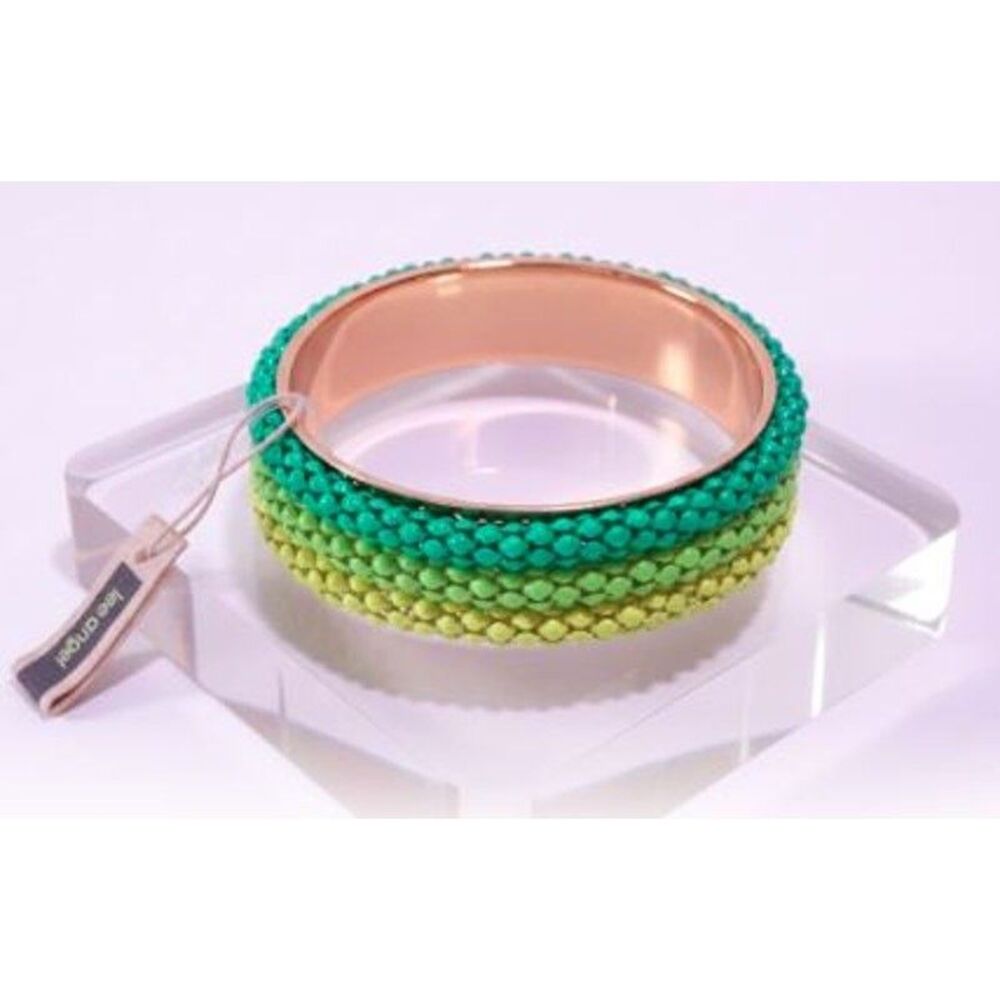 Neiman Marcus Lee Angel Cabochon Box Link Ombre Bracelet NWT 225 Yellow GREEN